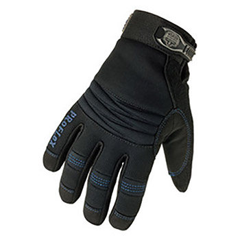 Ergodyne Small Black ProFlex 818WP Synthetic Leather Hipora And Thinsulate Lined Thermal Waterproof Cold Weather Gloves With Terry Thumb, Nylon And Spandex Cuff, PVC Reinforced Palm And Fingers, Padded Spandex Back And Terry Thumb Brow Wipe
