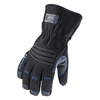 Ergodyne Small Black ProFlex 819WP Nylon Hipora And Thinsulate Lined Thermal Waterproof Cold Weather Gloves With Terry Thumb, Gauntlet Cuff, PVC Reinforced Palm, Fingers And Saddle, Pull Tab, 500D Nylon Back, EVA Knuckle Pad And Terry Thumb Brow Wipe