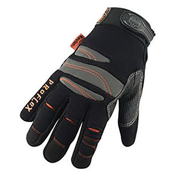 Ergodyne Small Black ProFlex 710CR Trades Synthetic Leather And Spandex Cut Resistant Gloves With Hook And Loop Cuff, Terry Thumb Brow Wipe, Reinforced Fingertips, PVC On Palm And Fingers, EVA Foam Palm Pad And Neoprene Knuckle Pad