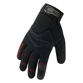 Ergodyne Small Black ProFlex 821 Full Finger Textured Silicone Handler Mechanics Gloves With Woven Elastic Cuff, Spandex Back, Silicone Palm And Fingers, Terry Thumb Brow Wipe, Low Profile Closure And Neoprene Knuckle Pad
