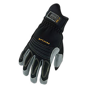 Ergodyne Large Black ProFlex 740 Full Finger Synthetic Leather Fire And Rescue Rope Mechanics Gloves With Extended Wrist, Reinforced Fingertips, Kevlar Stitching, Synthetic Leather Palm And Fingers And EVA Knuckle Pad