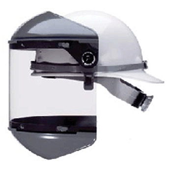 Fibre-Metal FM5400DCCL by Honeywell Model F-400 Noryl Dual Crown Ratchet Headgear With Clear Propionate Facshield Built-In 4" Deep