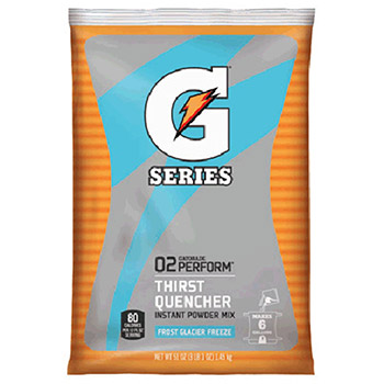 Gatorade 33676 51 Ounce Instant Powder Pouch Glacier Freeze Electrolyte Drink - Yields 6 Gallons (14 Packets Per Case)