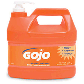 GOJO 0945-04 1Gallon Bottle Natural Orange Orange Citrus Scented Lotion Formula Hand Cleaner With Pump Dispenser
