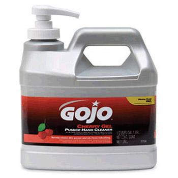GOJO 2356-04 1/2 Gallon Pump Bottle Cherry Scented Gel Pumice Hand Cleaner
