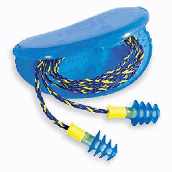 Howard Leight FUS30-HP by Honeywell Multiple Use Fusion 4-Flange Blue And Yellow Thermal Plastic Urethane Corded Earplugs With Detac