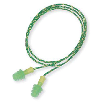 Howard Leight FUS30S-HP by Honeywell Small Multiple Use Fusion 4-Flange Green Thermal Plastic Urethane Corded Earplugs With Detachable
