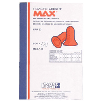 Howard Leight MAX-1-D by Honeywell Leight Source 500 Earplug Dispenser Refill (500 Pair Single Use Max Bell Shaped Polyurethane Foam