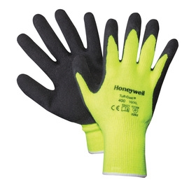 Honeywell Tuff-Coat II 10 Cut Medium Weight General Purpose Abrasion Resistant Black Natural Rubber Palm And Fingertip Coated Work Gloves With Seamless Acrylic Liner And Knit Wrist