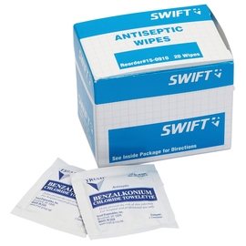 Swift 150910 by Honeywell First Aid 5" X 8" Individually Sealed Antiseptic Wipes With Benzalkonium Chloride (20 Per Box)