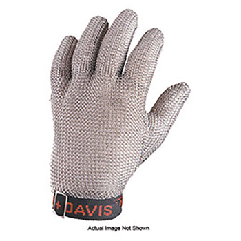 Honeywell Medium Whiting + Davis Stainless Steel Reversible Mesh With Dome Fastener And Side Slit, Fully Enclosed Cut Resistant Gloves With Wrist Strap Cuff , Per Each