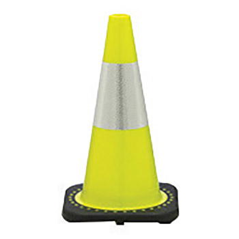 JBC JB270032CLM3M64 28" Lime PVC 1-Piece Traffic Cone With Black Base And 6" 3M Reflective Collar