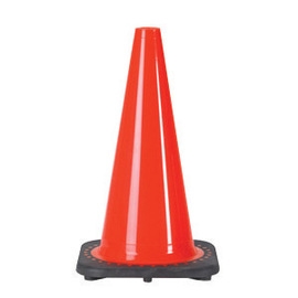 JBC JB2RS45015C 18" Orange PVC Revolution Series 1-Piece Traffic Cone With Black Base