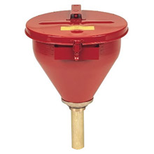 Justrite Manufacturing Red Steel Drum Funnel 6in Brass Flame 8207