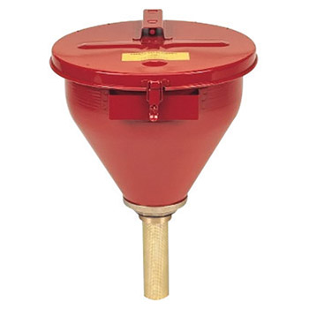 Justrite JTR08207 2.6 Gallon Red Galvanized Steel Large Safety Drum Funnel With Self-Closing Cover And 6" Flame Arrester