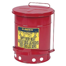 Justrite Manufacturing 6 Gallon Red Oily Waste Can Foot Lever 9100