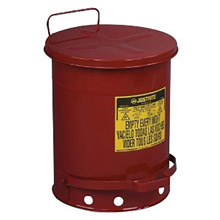 Justrite JTR09300 10 Gallon Red Galvanized Steel Oily Waste Can With Foot Lever Opening Device
