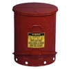 Justrite JTR09700 21 Gallon Red Galvanized Steel Oily Waste Can With Foot Lever Opening Device