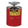 Justrite JTR10308 1 Gallon Red Galvanized Steel Safety Plunger Can With 5" Dasher Plate And Brass/Ryton Plunger Assembly 