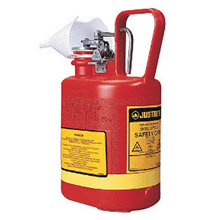 Justrite JTR14160 1 Gallon Red Polyethylene Type I Non-Metallic Oval Safety Can With Stainless Steel Hardware