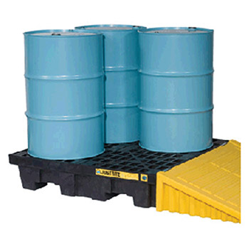 Justrite 28635 Black 4 Drum Square EcoPolyBlend Spill Control Pallet