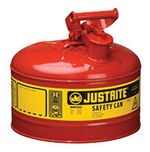 Justrite JTR7125100 2 1/2 Gallon Red Galvanized Steel Type I Safety Can With 3 1/2" Stainless Steel Flame Arrester And Self-Closing Lid