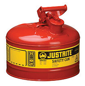Justrite JTR7125100 2 1/2 Gallon Red Galvanized Steel Type I Safety Can With 3 1/2