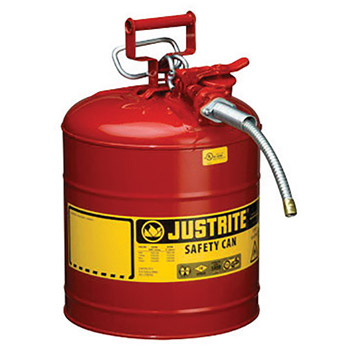 Justrite JTR7250120 5 Gallon Red AccuFlow Galvanized Steel Type II Vented Safety Can With Stainless Steel Flame Arrester And 5/8