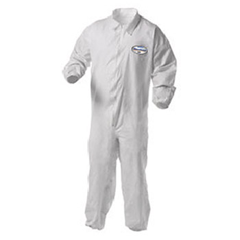 Kimberly-Clark Professional Medium Size, White KleenGuard A35 Liquid & Particular Protection Disposable Coveralls, Zipper Front, Elastic Wrists & Ankles, 25/CS, Per Case