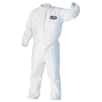 Kimberly-Clark 46104 X-Large White KleenGuard A30 Microforce Disposable Coverall Small With Storm Flap Over Front Zipper