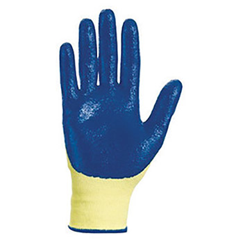 Kimberly-Clark Professional* Size 7 Yellow And Blue Jackson Safety G60 Level 2 Cut Resistant Gloves With Knit Wrist, Kevlar Lining And Nitrile Coating
