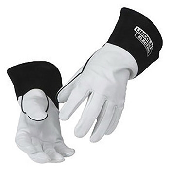Lincoln Electric White Grain Goatskin Unlined TIG Welders Gloves With Straight Thumb, 4" Split Cowhide Cuff And Kevlar Sewn Stitching