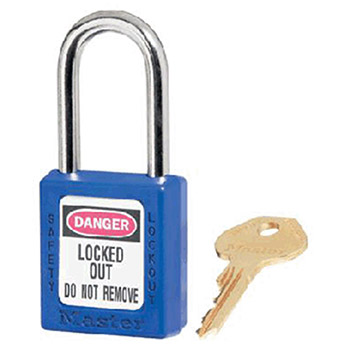 Master Lock 410BLU Blue #410 1 3/4" High Body Safety Lockout Padlock With 1 1/2" Shackle - Keyed Differently