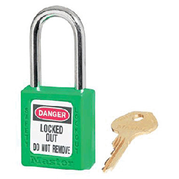Master Lock 410GRN Green #410 1 3/4" High Body Safety Lockout Padlock With 1 1/2" Shackle - Keyed Differently