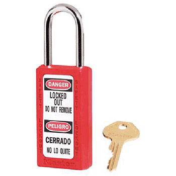 Master Lock 411RED Red #411 3" High Body Safety Lockout Padlock With 1 1/2" Shackle - Keyed Differently