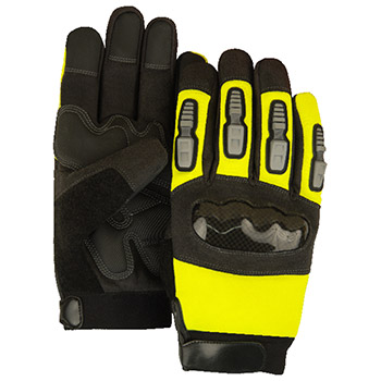 Majestic 2123HVY Ars and PVC Palm Hi-Vis Yellow ThermoPlastic Knuckle Finger Guards Gloves - Dozen