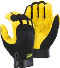 Majestic Leather Palm Gloves Gold Deerskin Double Knit Back 2150DP