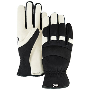 Majestic Leather Palm Gloves Goatskin Knit Back Slip On 2153D