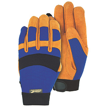 Majestic 2154 Gold Reversed Cowhide Palm Knit Back Gloves - Dozen