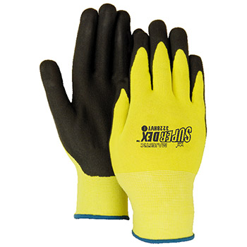 Majestic 3228HVY Micro Foam Nitrile Black Hi-Vis Yellow Gloves - Dozen