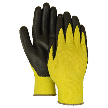 Majestic 3229HVY Foam Nitrile Palm Black Hi-Vis Yellow Gloves - Dozen