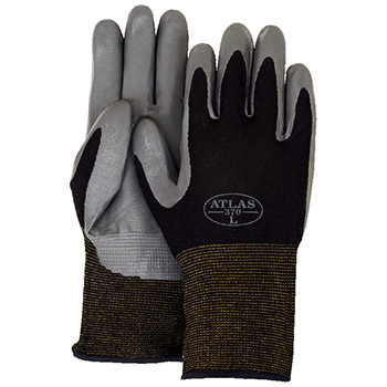 Majestic 3261 Atlas 370 Black Nitrile Palm On Nylon Gloves - Dozen