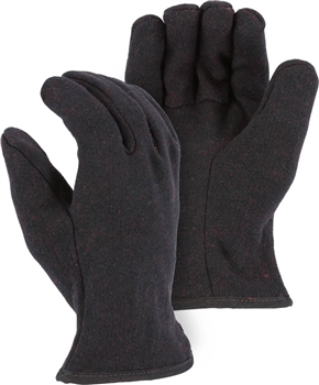 Majestic 3421 Brown Jersey Red Fleece Lined Chore Gloves, Size Large - Dozen