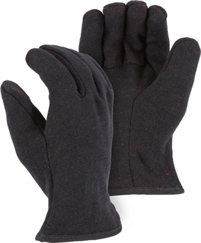 Majestic Work Gloves Brown Jersey Red Fleece Lined, Chore Glove, Size Large 3421