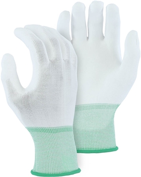 Majestic 3433 White Polyurethane Palm Dipped Glove on 13-Gauge Seamless Knit Nylon Liner, Knit Wrist  - Dozen