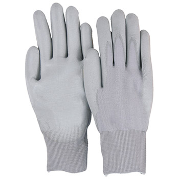 Majestic 3434 PU Gray Palm On Knit Gloves - Dozen