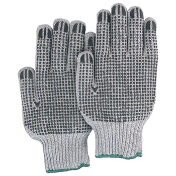 Majestic 3829G 2 Side Dotted String Knit Grey Gloves - Dozen