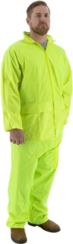 Majestic 71-2040 Premium Waterproof 2-Piece Hooded Rain Suit, Zip Front, Polyester with PVC Coating, Yellow - Each