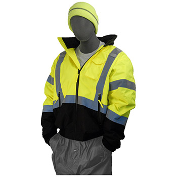 Majestic 75-1311 Bomber Jacket Lined Hi-Vis Yellow Black Front Class 3 - Each
