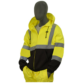 Majestic 75-5325 Fleece Jacket With Hood Hi-Vis Yellow and Black Class 3 - Each